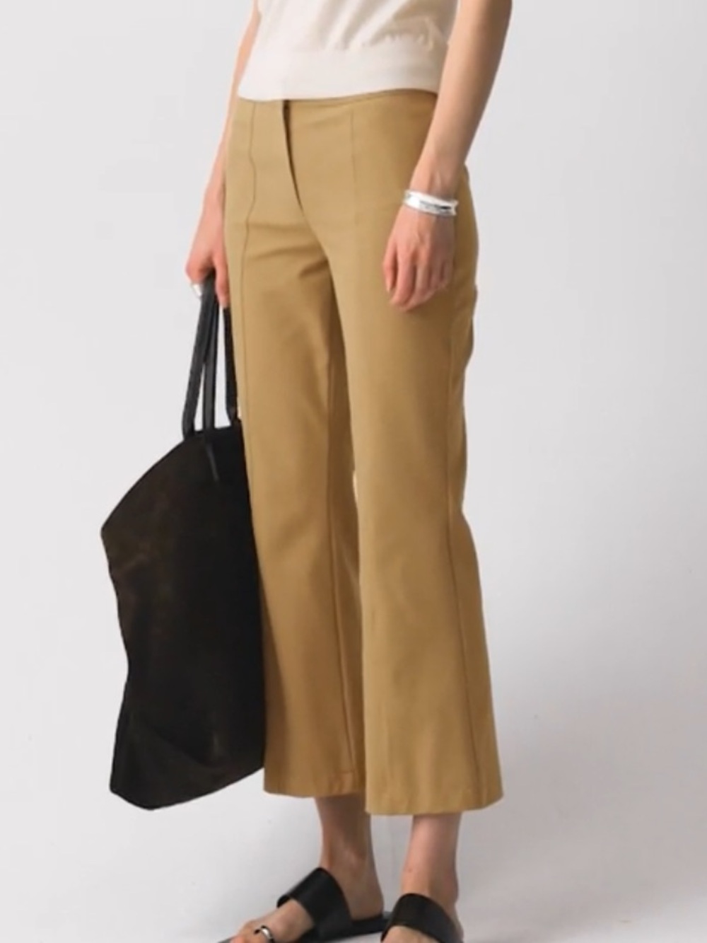 Theory Khaki Seamed Kick Pant Stretch Cotton-Blend Size 00 $265